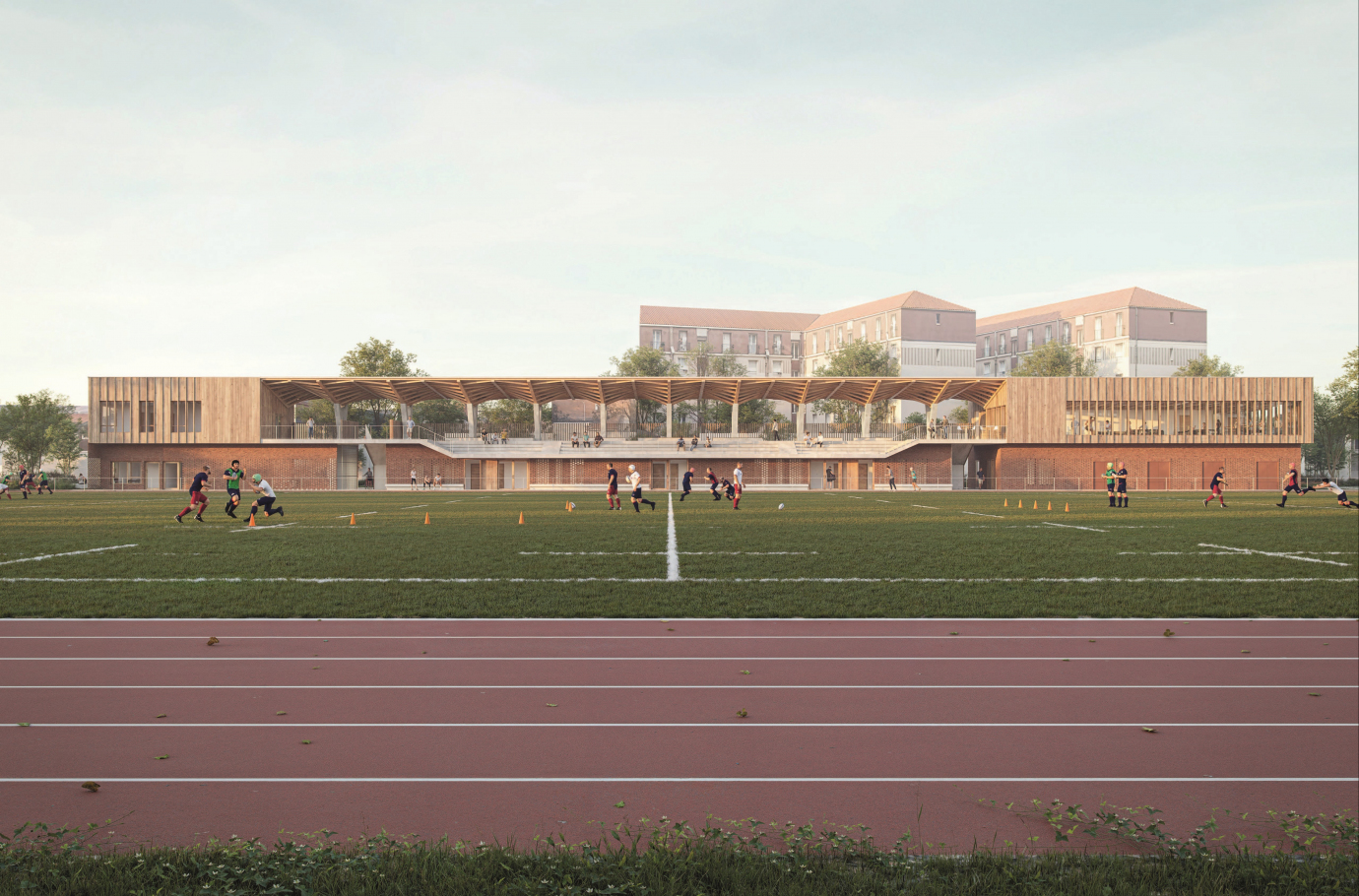 Ville de Bagnolet - Vue depuis le Sud / Collège. Maîtrise d'oeuvre Lieux FAUVES