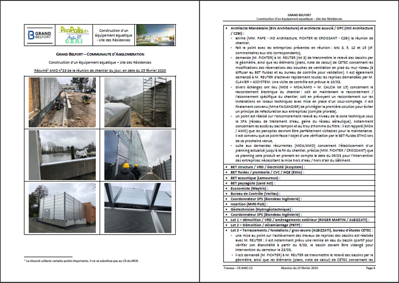 Extrait d'un compte-rendu travaux - Viapolis Extrait d'un compte-rendu travaux - Viapolis