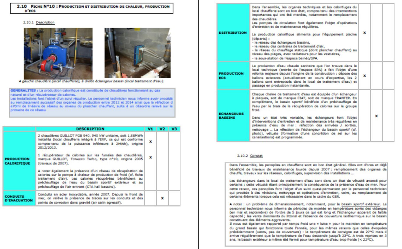 Exemple de fiche diagnostic : production de chaleur piscine les Bains - Viapolis (sur modèle fiche Mission H2O) Exemple de fiche diagnostic : production de chaleur piscine les Bains - Viapolis (sur modèle fiche Mission H2O)