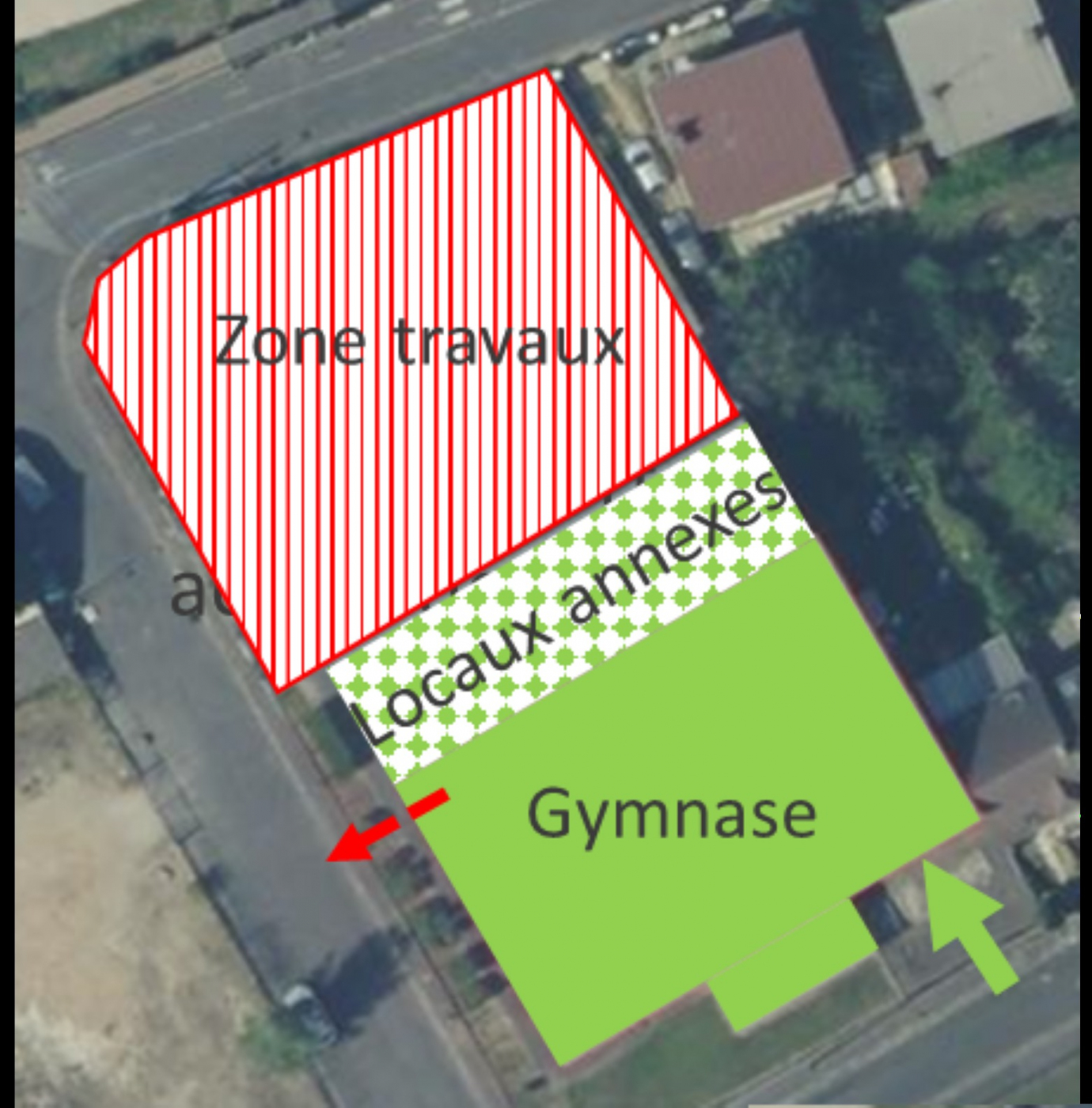 Schéma de phasage des travaux en site occupé - phase 1 - Viapolis